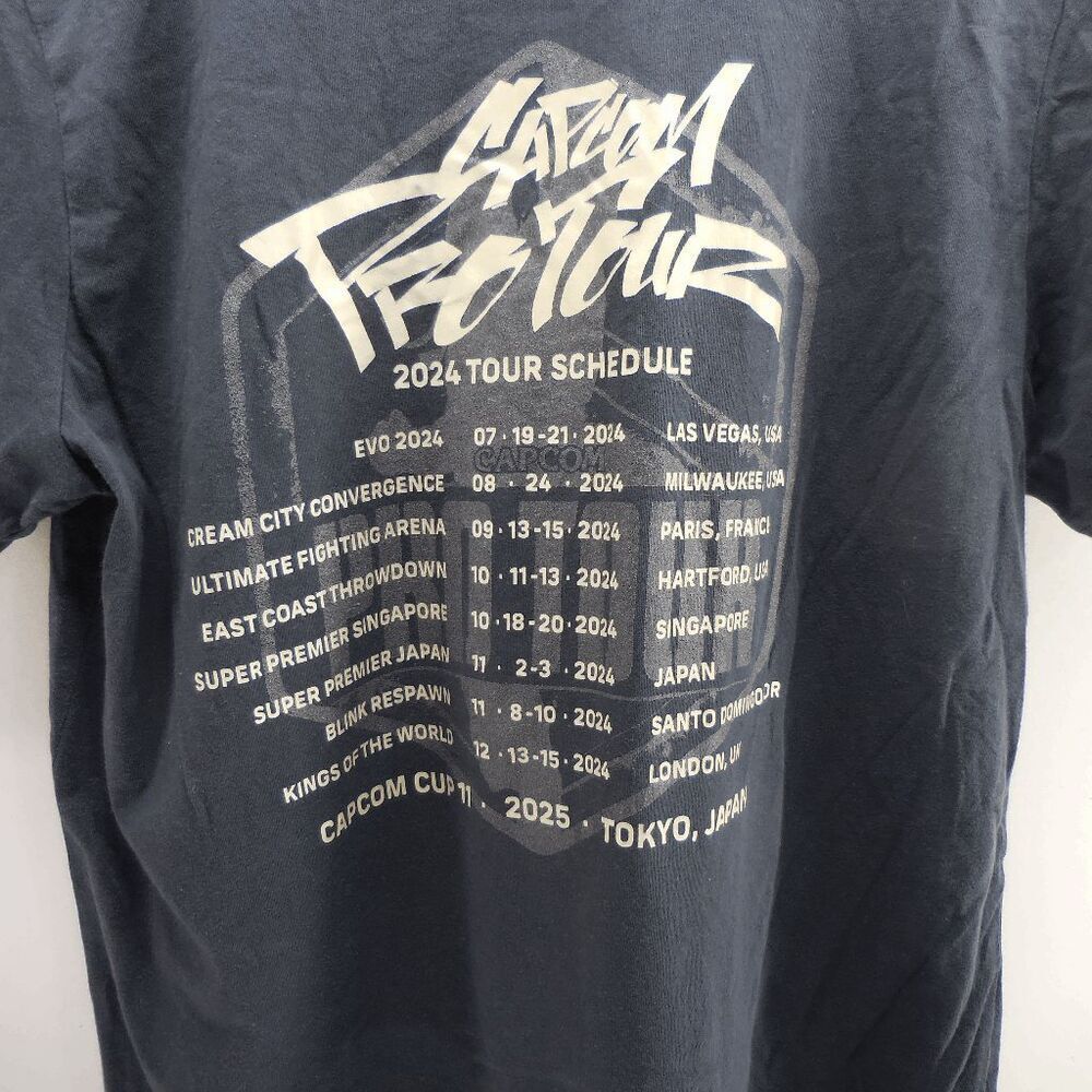 Capcom Pro Tour '24 Prepare Shirt Size L Black Tour Date Both Side Graphics - Picture 3 of 5